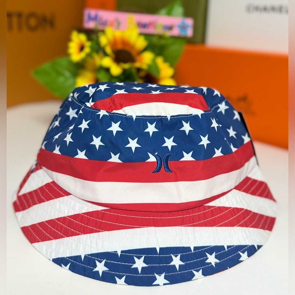 🆕HURLEY Unisex Patriotic Flag Bucket Hat - Red, White & Blue - Picture 8 of 17